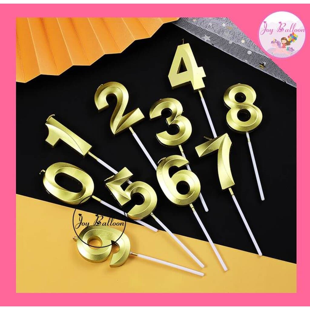 เทียนตัวเลข 0-9 สีทอง ขนาดสูง 4.8 cm เทียนวันเกิด เทียน Happy Birthday เทียนปักเค้ก เทียนอายุ รูปที่ 3
