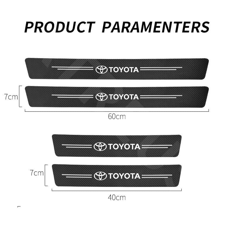 Toyota สติกเกอร์คาร์บอนไฟเบอร์เรืองแสง ป้องกันรอยขีดข่วน สำหรับติดประตูรถยนต์ Toyota Prius Fortuner Corolla Cross CHR Camry Wish Vios Veloz Estima Sienta Yaris Ativ Altis Sienta bZ4X Hiace Hilux Revo Car Threshold stickers to prevent trampling รูปที่ 3