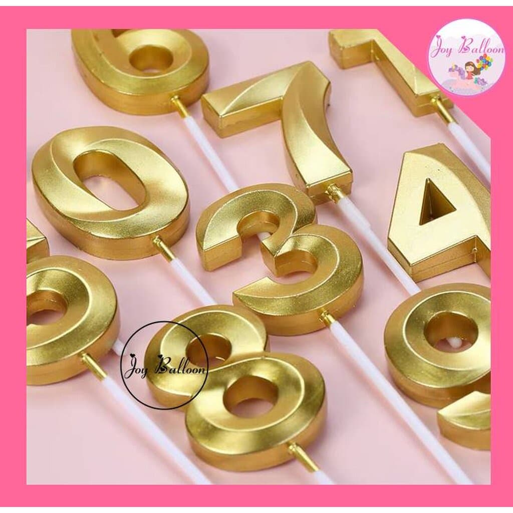 เทียนตัวเลข 0-9 สีทอง ขนาดสูง 4.8 cm เทียนวันเกิด เทียน Happy Birthday เทียนปักเค้ก เทียนอายุ รูปที่ 6