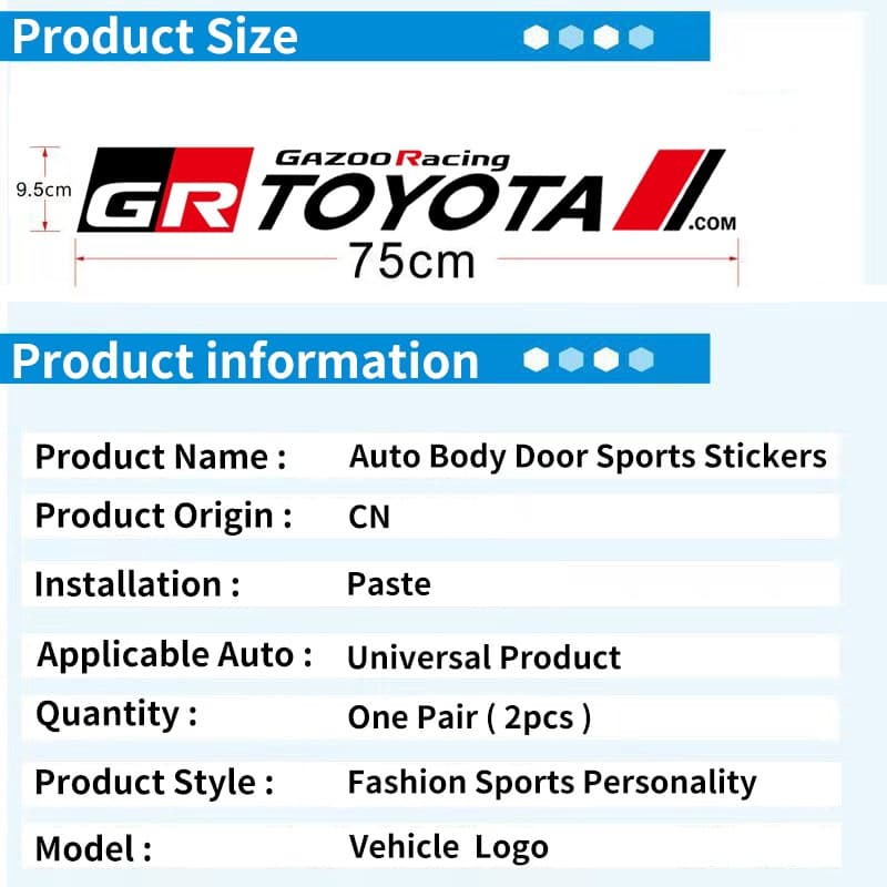 สติกเกอร์ กันน้ํา ป้องกันรอยขีดข่วน สําหรับตกแต่งประตูรถยนต์ Toyota GR Prius Fortuner Corolla Cross CHR Camry Wish Vios Veloz Estima Sienta Yaris Ativ Altis Sienta bZ4X Hiace Hilux Revo รูปที่ 3