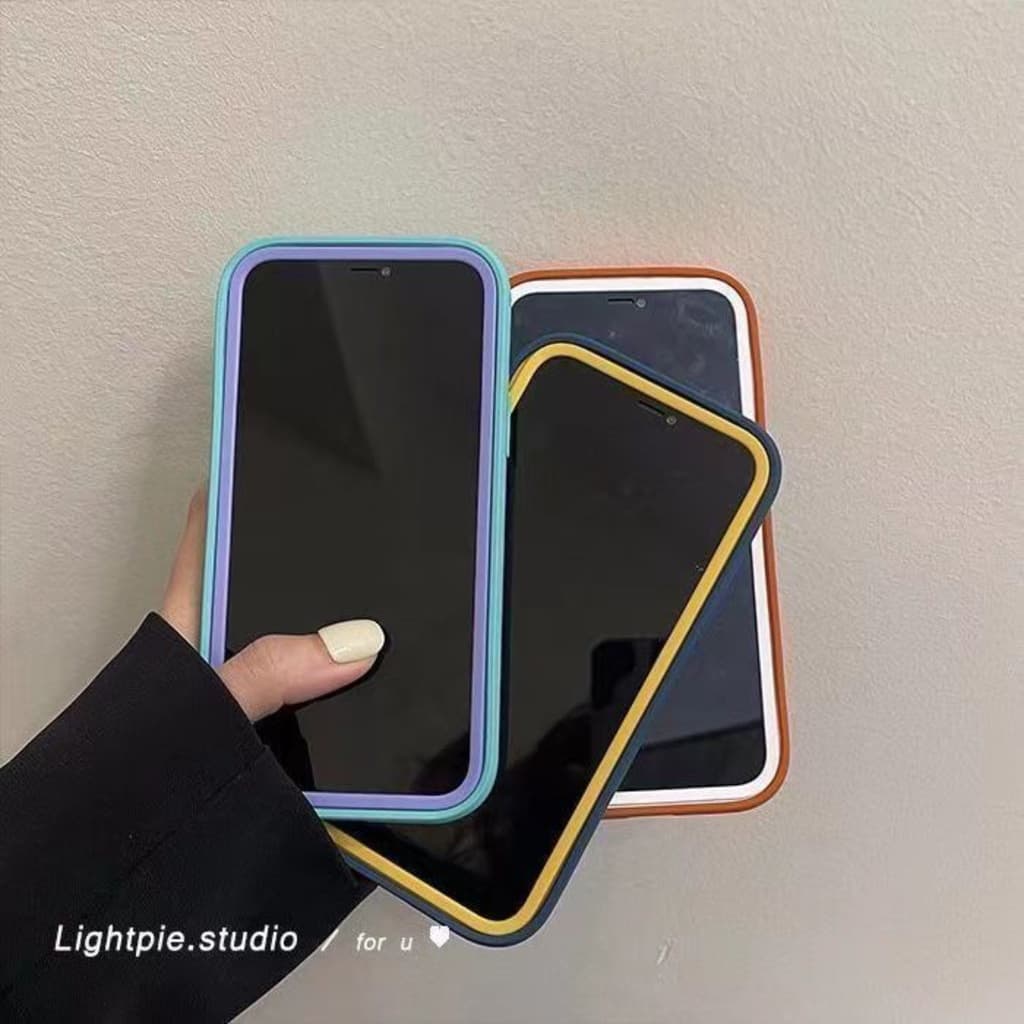 เคสโทรศัพท์ 3 in1 ซิลิโคนเหลวนุ่ม เคส TPU For iPhone 16 11 13 15 14 12 Pro Max Xr XS Max 7 8 Plus เคสประกบสีพื้นมาใหม่ รูปที่ 2