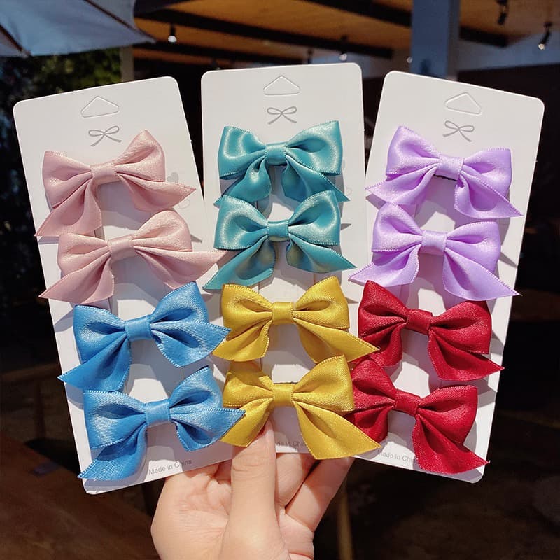 กิ๊บติดผมหางม้า ประดับโบว์ สีพื้น แบบเรียบง่าย สไตล์เกาหลี สําหรับเด็กผู้หญิง รูปที่ 5