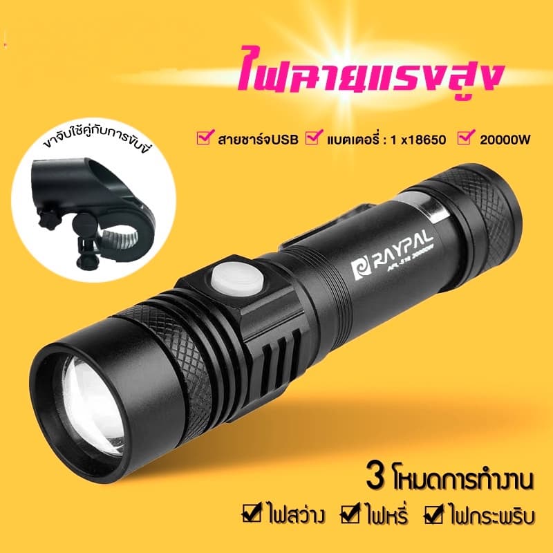 MOJU ไฟฉาย LED CREE XML-T6 ไฟฉายความสว่างสูง ไฟฉายแรงสูง รูปที่ 1