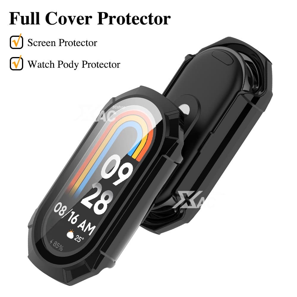 แก้ว + เคสสําหรับ Xiaomi Mi Band 10/9/8 Accessoroy PC All-around กันชนฝาครอบป้องกันสําหรับ Xiaomi Band 8 7 6 5 4 อุปกรณ์เสริม รูปที่ 2
