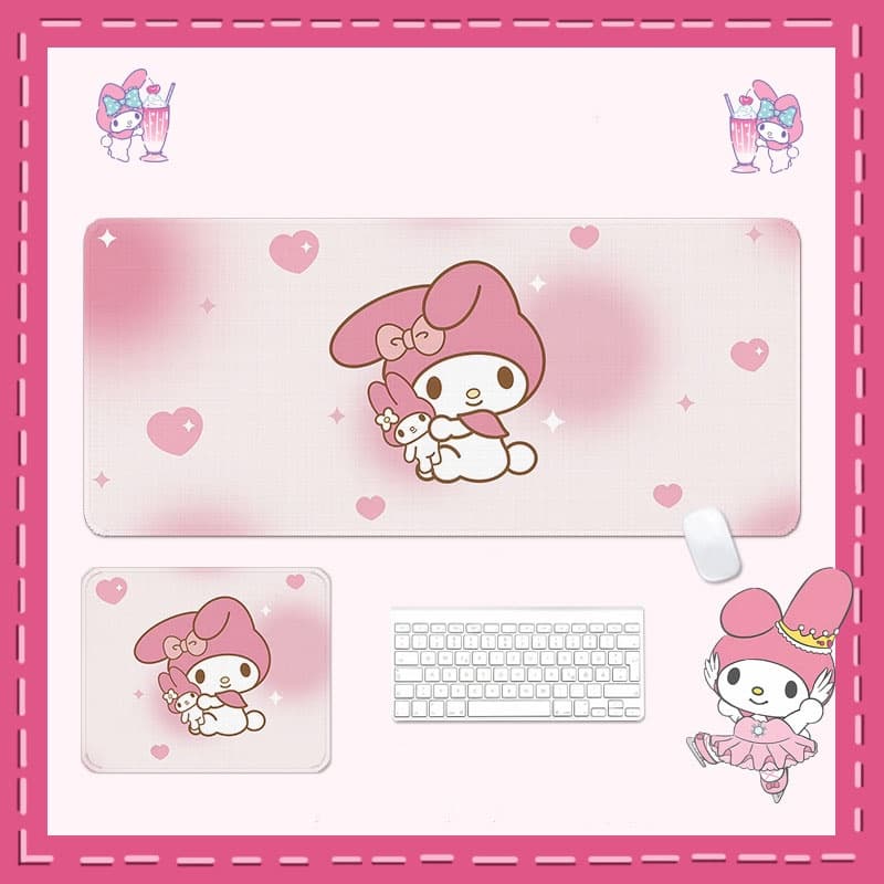 Kam แผ่นรองเมาส์ กันน้ํา ขนาดใหญ่ 800 มม. X 300 มม. พิมพ์ลายการ์ตูน Sanrio Melody HD สําหรับตกแต่งโต๊ะคอมพิวเตอร์ สํานักงาน รูปที่ 8