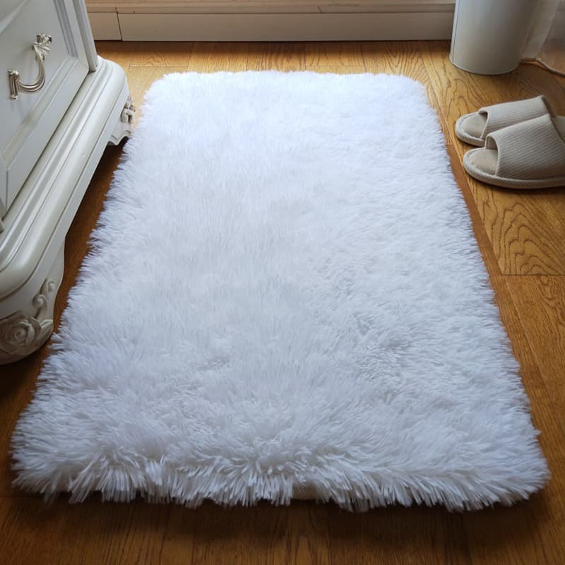 พรม พรมขนนุ่ม พรมเช็ดเท้า พรมสี่เหลี่ยมปูหน้าประตูปูห้องน้ำ ขนาด40*60cm สีขาวสีขมพูสีกากีสีเทา แต่งห้องสวย รูปที่ 3