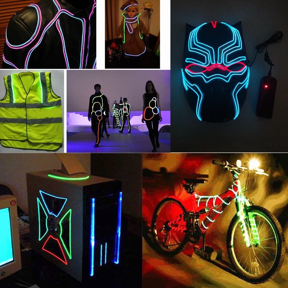 สายไฟนีออน LED 1 เมตร 3 เมตร 5 เมตร สําหรับตกแต่งรถยนต์ งานเต้นรํา ปาร์ตี้ รูปที่ 2