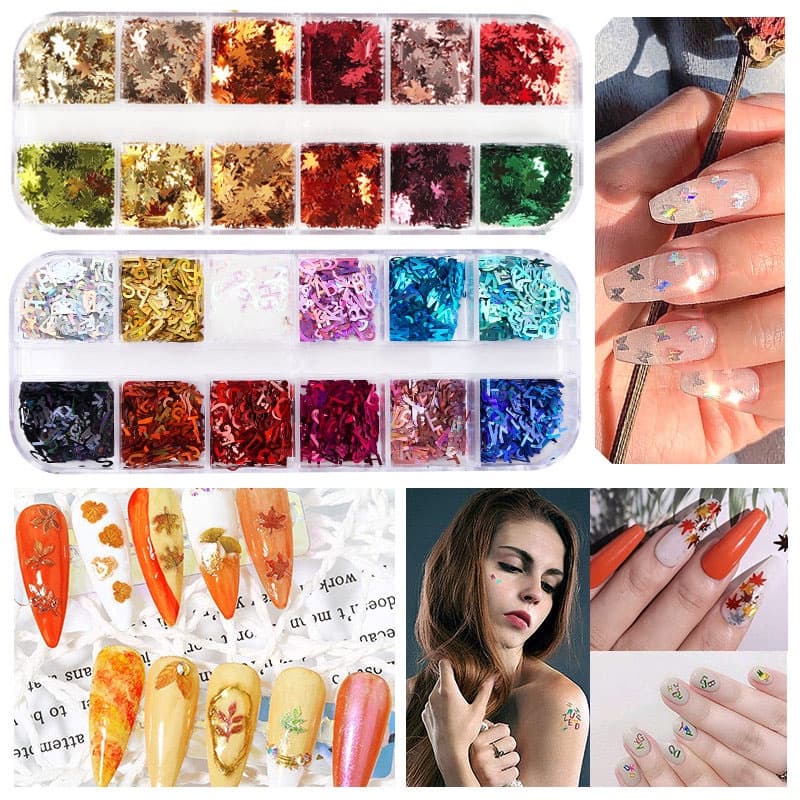 Koudan กลิตเตอร์เลื่อม ฟอยล์สีทอง รูปเปลือกหอย ผลไม้ สําหรับตกแต่งเล็บ DIY รูปที่ 3