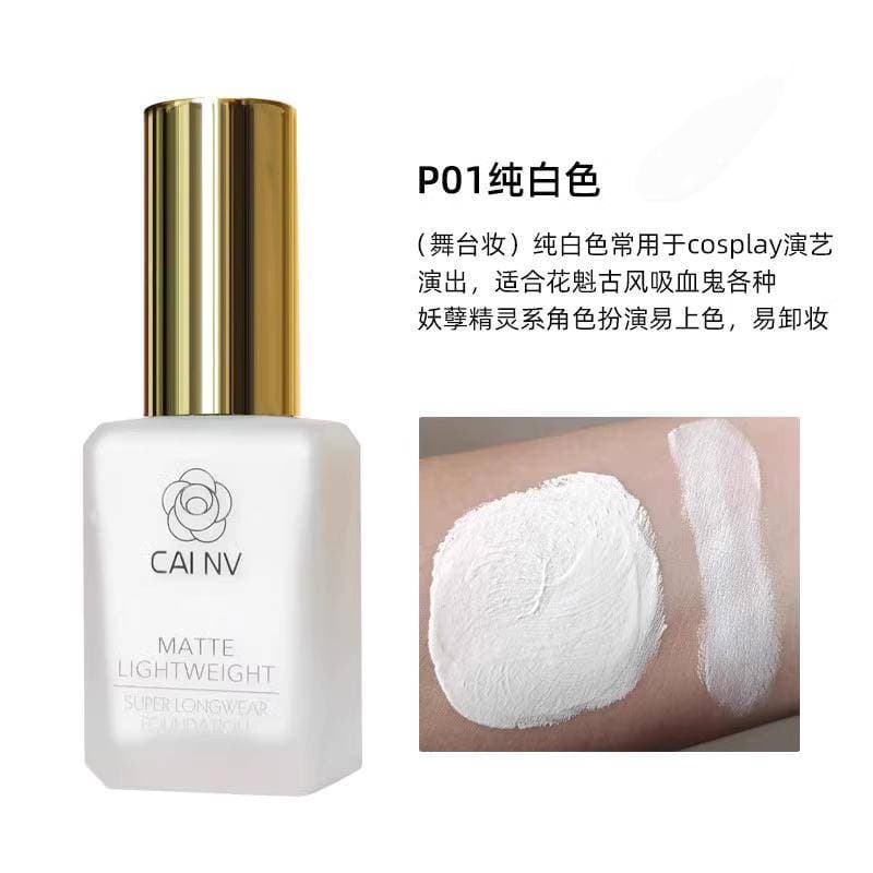รองพื้นเนื้อลิขวิด ผสมรองพื้น เนื้อลิขวิด สีขาวล้วน สําหรับแต่งหน้า แต่งหน้าแบบกอธิค แต่งหน้า Goth Gothic รูปที่ 2