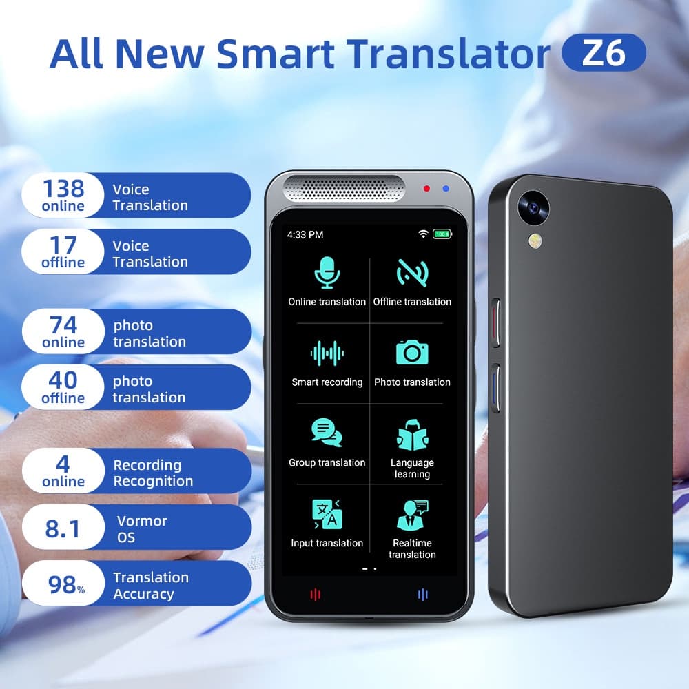 NEODIGI เครื่องแปลภาษาด้วยเสียงอัจฉริยะ Z6 รองรับ138ภาษาออฟไลน์แบบเรียลไทม์เครื่องแปลภาษาแบบพกพา ผู้ช่วยเสียง AI รูปที่ 2