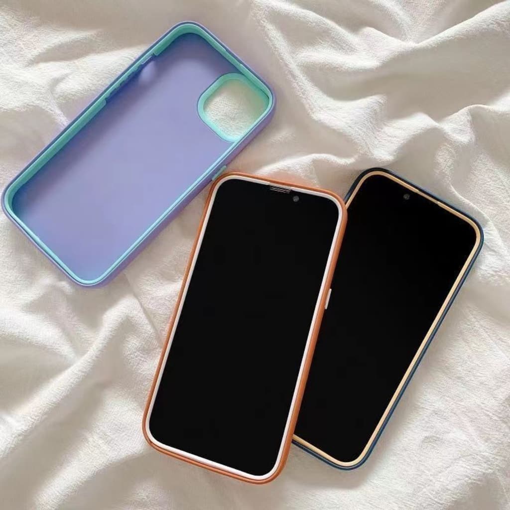 เคสโทรศัพท์ 3 in1 ซิลิโคนเหลวนุ่ม เคส TPU For iPhone 16 11 13 15 14 12 Pro Max Xr XS Max 7 8 Plus เคสประกบสีพื้นมาใหม่ รูปที่ 4