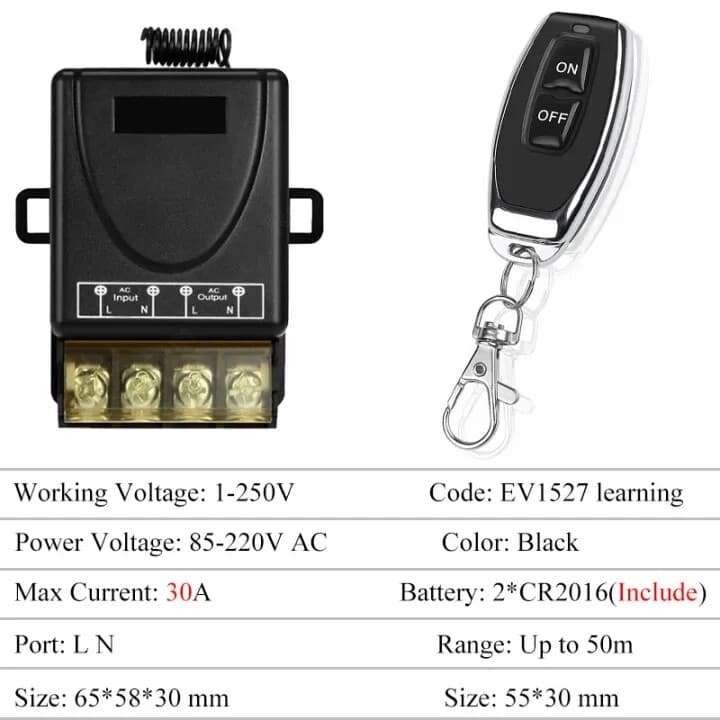 Ac220v433mhz/30a1 ช่องรีโมทคอนโทรลไร้สายสวิตช์เปิด-ปิดปั๊มน้ํา Farmland ชลประทานมอเตอร์สวิตช์ควบคุม 2 รีโมทคอนโทรล รูปที่ 6
