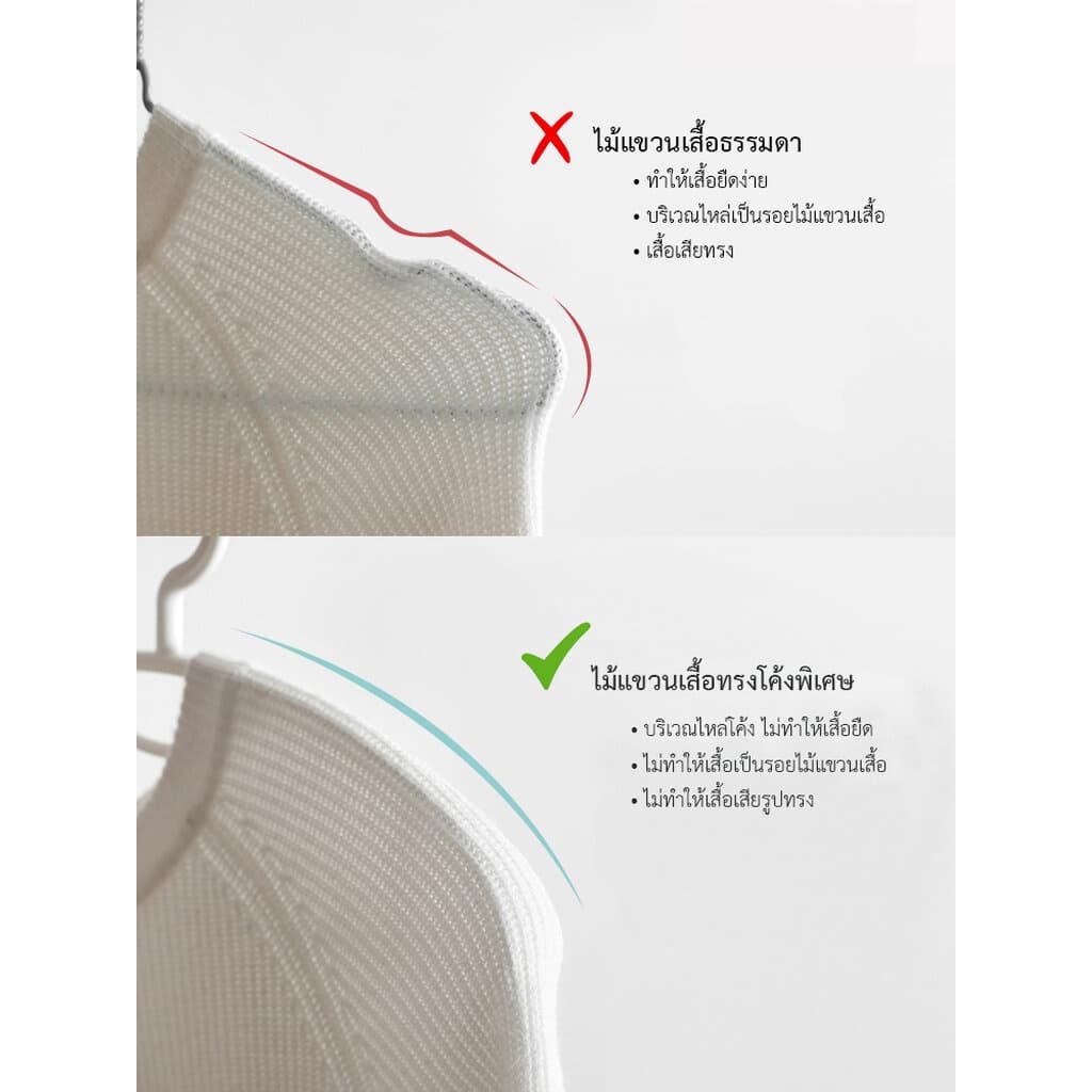 Omocha | ไม้แขวนเสื้อ ไม้แขวนเสื้อทรงโค้ง ถนอมไหล่เสื้อ กันไหล่ยื่น Clothes Hanger รูปที่ 2