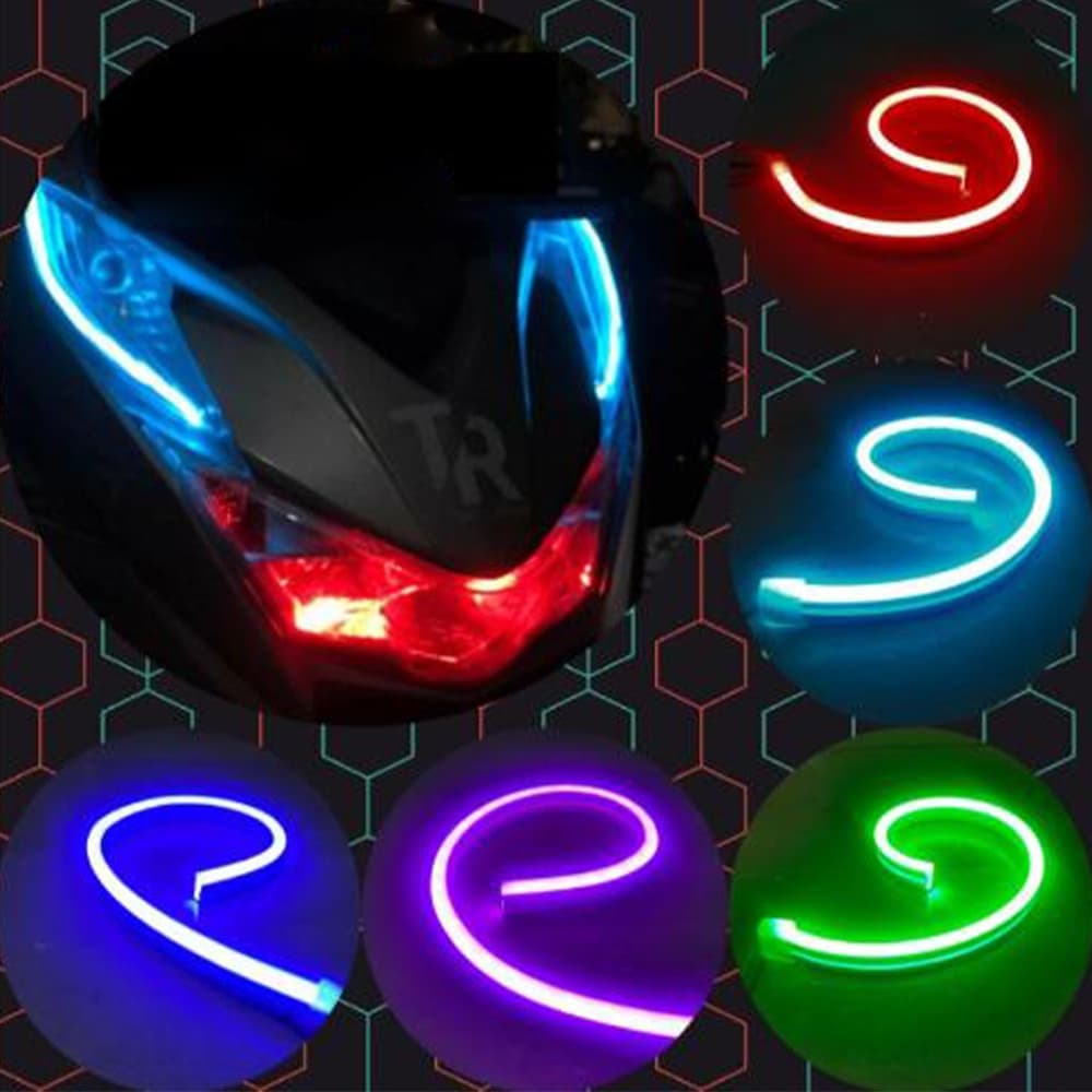 30 ซม.60 ซม.100 ซม.รถจักรยานยนต ์ รถ LED Head Light Strip Daytime Running โคมไฟแถบยืดหยุ ่ น Soft เทป DRL 12V ตกแต ่ งยืดหยุ ่ น รูปที่ 1