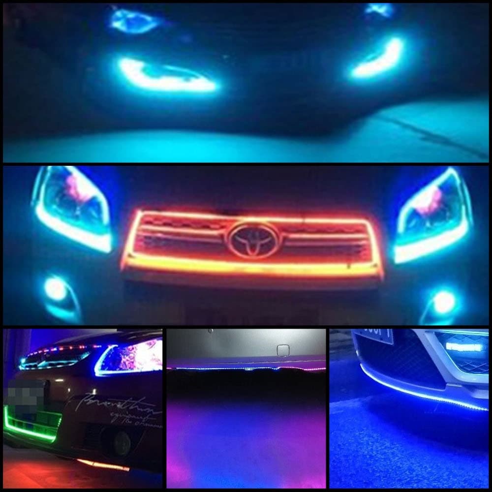 30 ซม.60 ซม.100 ซม.รถจักรยานยนต ์ รถ LED Head Light Strip Daytime Running โคมไฟแถบยืดหยุ ่ น Soft เทป DRL 12V ตกแต ่ งยืดหยุ ่ น รูปที่ 5