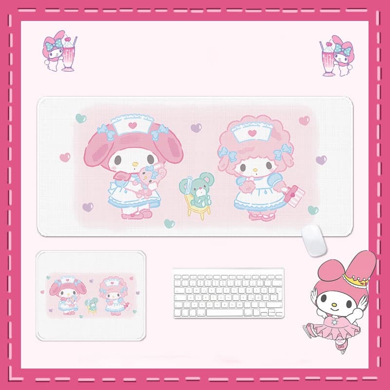 Kam แผ่นรองเมาส์ กันน้ํา ขนาดใหญ่ 800 มม. X 300 มม. พิมพ์ลายการ์ตูน Sanrio Melody HD สําหรับตกแต่งโต๊ะคอมพิวเตอร์ สํานักงาน รูปที่ 9