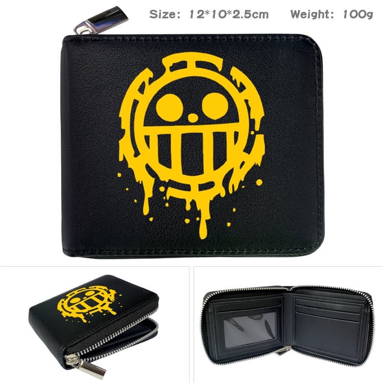 One Piece Luffy Fanily Black Simple Casual Student Short Wallet Boy Girl Cartoon ID Coin Purse รูปที่ 4