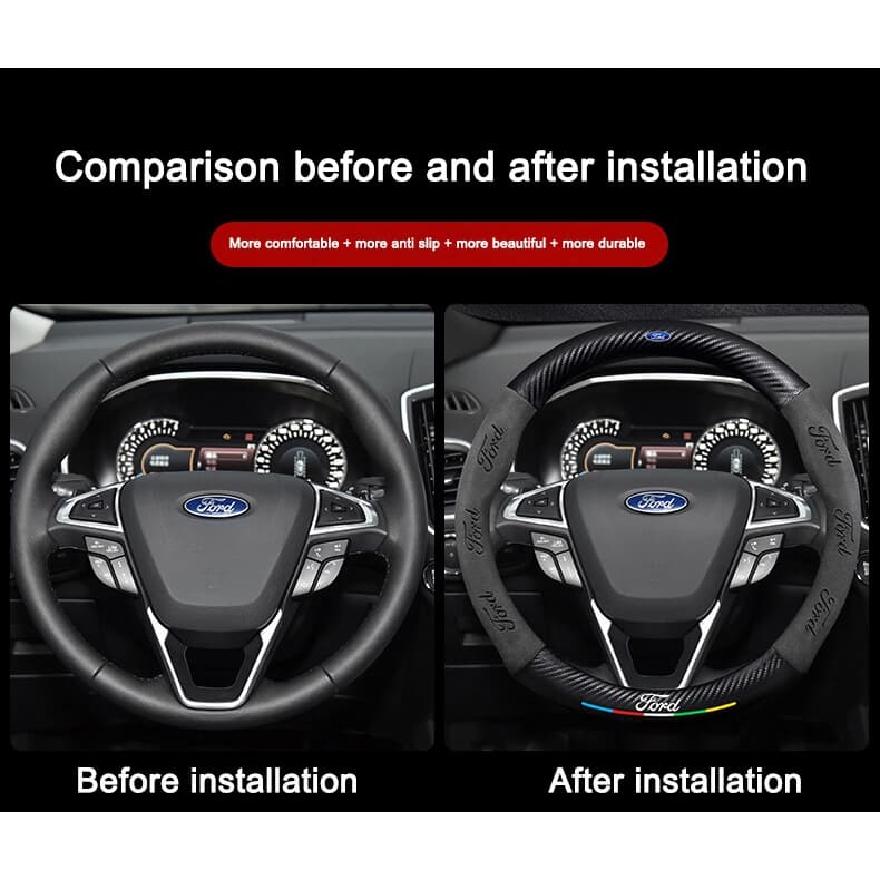 ปลอกหุ้มพวงมาลัยรถยนต์ หนังนิ่ม กันลื่น สําหรับ Ford Focus 2 3 Fiesta Mk7 Mondeo Mk4 Party Mk1 Mk2 Transit Fiesta Everest Ranger F150 รูปที่ 7