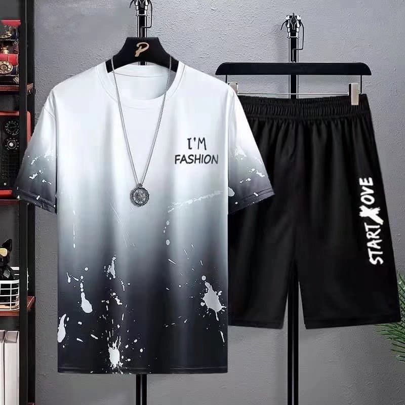 MR-DEER ชุดเซต2 ชิ้นผู้ชาย เสื้อยืดคอกลมเเขนสั้น สกรีนลาย กางเกงขาสั้น รุ่น 66211 รูปที่ 2