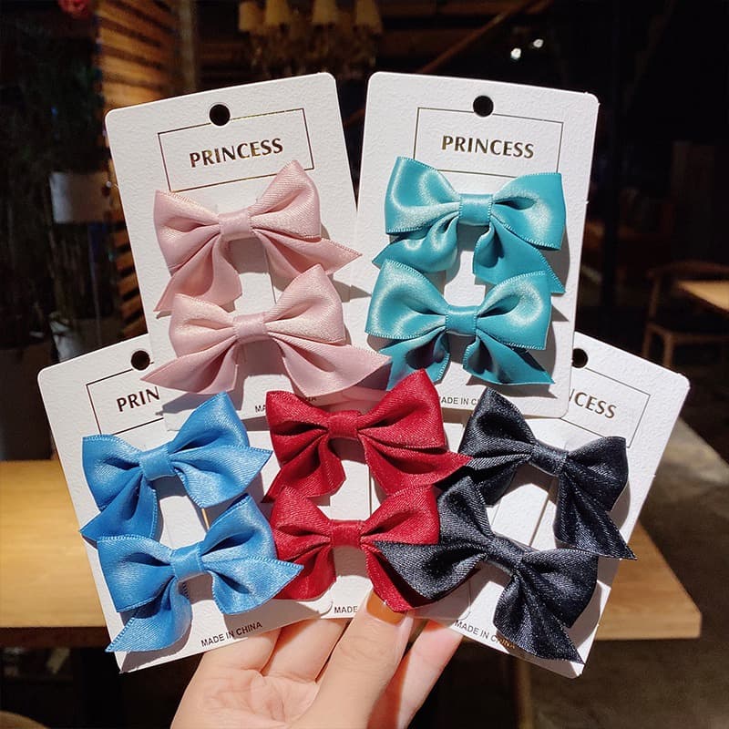 กิ๊บติดผมหางม้า ประดับโบว์ สีพื้น แบบเรียบง่าย สไตล์เกาหลี สําหรับเด็กผู้หญิง รูปที่ 3