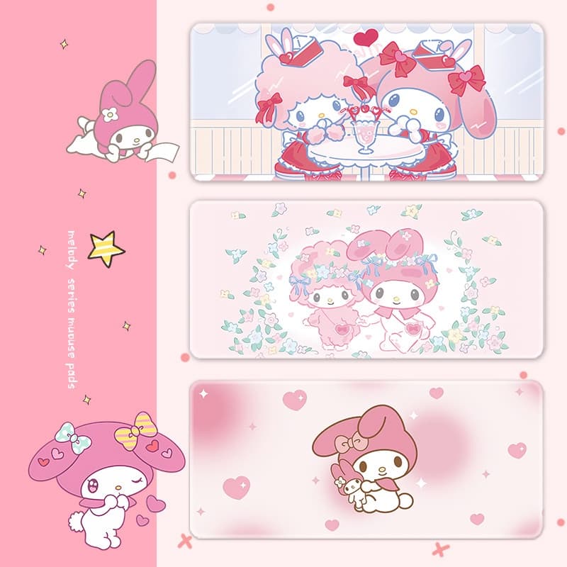 Kam แผ่นรองเมาส์ กันน้ํา ขนาดใหญ่ 800 มม. X 300 มม. พิมพ์ลายการ์ตูน Sanrio Melody HD สําหรับตกแต่งโต๊ะคอมพิวเตอร์ สํานักงาน รูปที่ 1