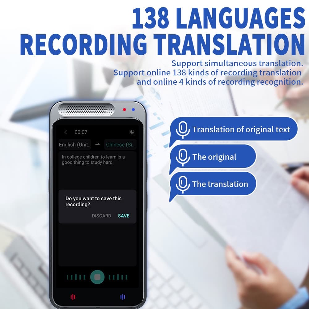 NEODIGI เครื่องแปลภาษาด้วยเสียงอัจฉริยะ Z6 รองรับ138ภาษาออฟไลน์แบบเรียลไทม์เครื่องแปลภาษาแบบพกพา ผู้ช่วยเสียง AI รูปที่ 5