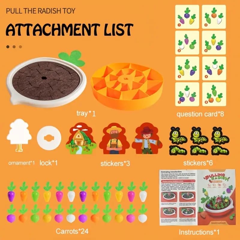Montessori ของเล่นเพื่อการศึกษา เกมดึงหัวไชเท้าสนุก การเรียนรู้เด็กก่อนวัยเรียน การฝึกความจํา ของเล่นพัฒนาการ รูปที่ 3