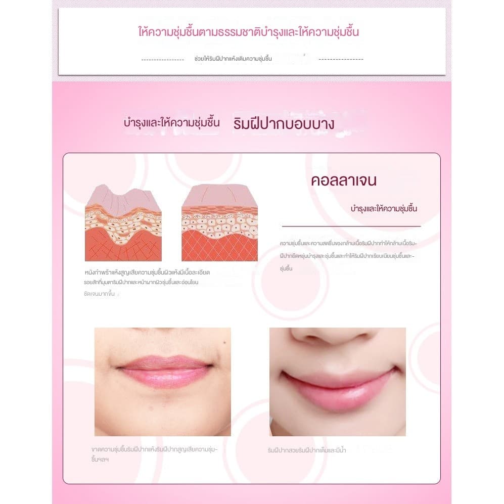 มาร์คปาก มาร์คริมฝีปากชมพู คริสตัลคอลลาเจน แผ่นมาร์คปากชมพู ให้รีมฝีปากชุมชื้น อมชมพู บำรุงริมฝีปาก มาร์คปาก รูปที่ 2