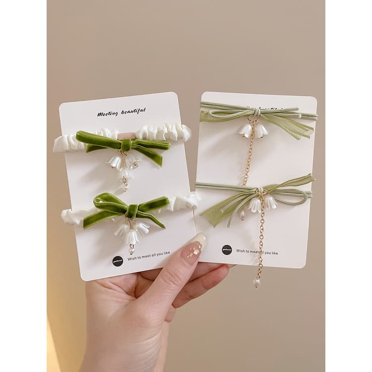 แฟชั่น Lily of The Valley ดอกไม้เชือกผมผูกผมยางรัดหัวเชือก Scrunchies รูปที่ 9