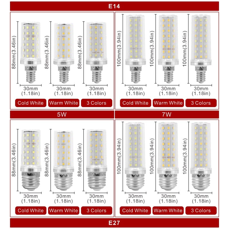 Got Liang หลอดไฟ LED 5W 7W E27 E14 60 80LEDs SMD2835 220V-240V สําหรับตกแต่งบ้าน รูปที่ 2