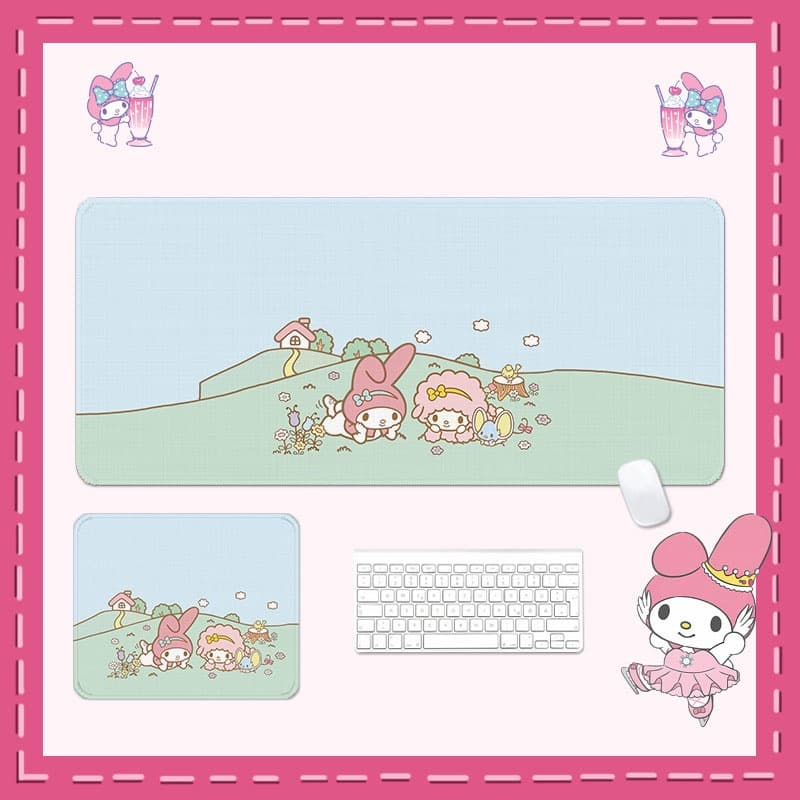 Kam แผ่นรองเมาส์ กันน้ํา ขนาดใหญ่ 800 มม. X 300 มม. พิมพ์ลายการ์ตูน Sanrio Melody HD สําหรับตกแต่งโต๊ะคอมพิวเตอร์ สํานักงาน รูปที่ 5