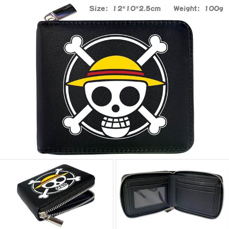 One Piece Luffy Fanily Black Simple Casual Student Short Wallet Boy Girl Cartoon ID Coin Purse รูปที่ 9