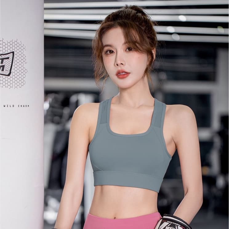 สปอร์ตบราสำหรับออกกำลังกาย ดีไซน์เว้าหลัง มีฟองน้ำในตัว ผ้าหนา ใส่กระชับ ยืดหยุ่นได้ดี รูปที่ 4