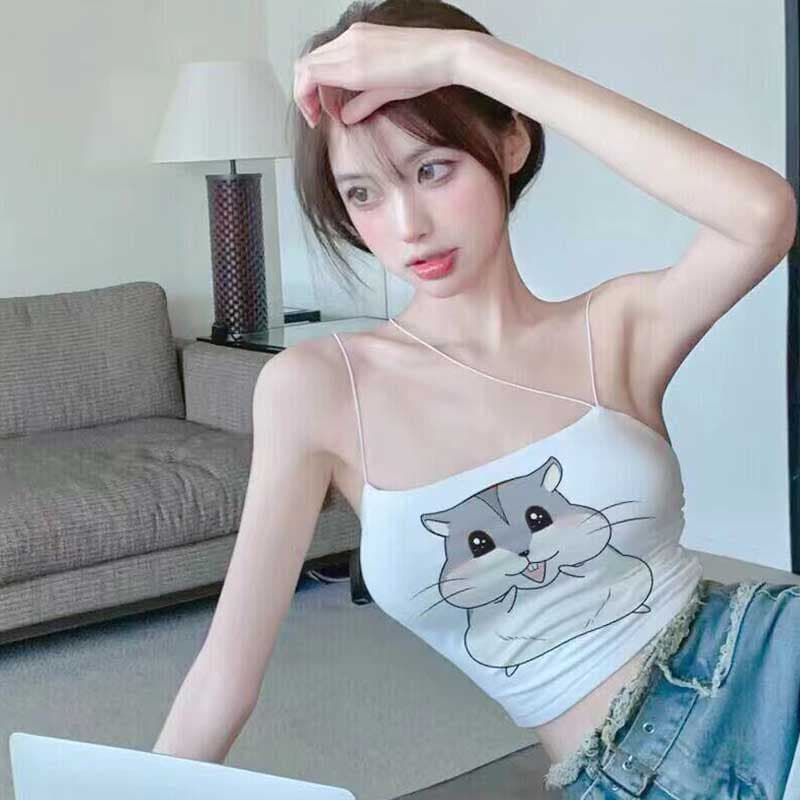 เสื้อครอปสกรีนลายสุดฮิต ครอปแมว นุ้งอ๊อค ตาหวาน เสื้อกั๊กสั้น เสื้อสายเดี่ยวลายน้องตาหวาน รูปที่ 5