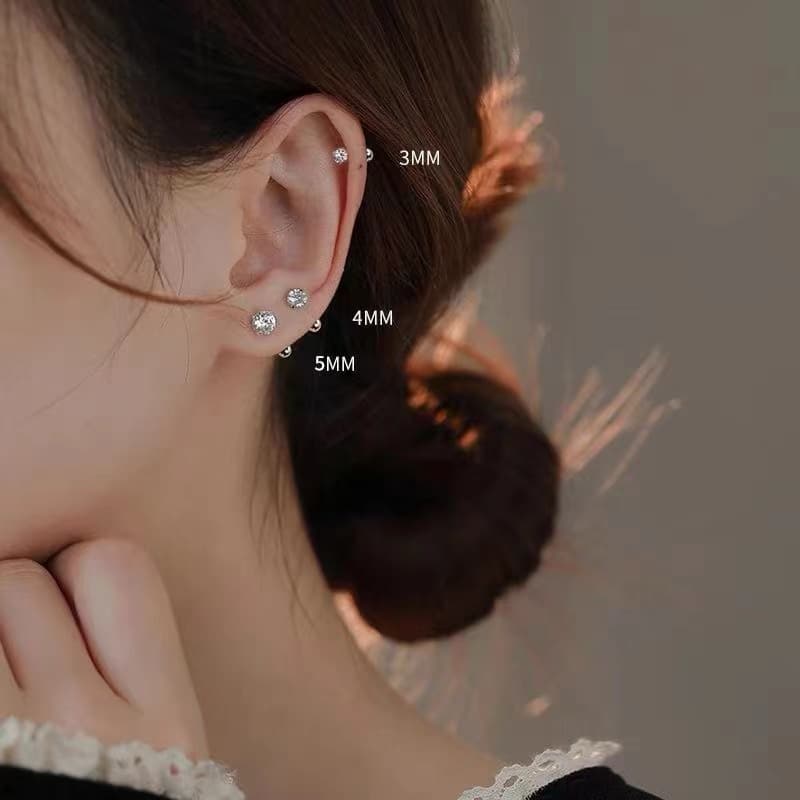 ใหม่ ต่างหูสตั๊ด เกลียว S925 ประดับเพทาย กระพริบมาก เข้ากับทุกการแต่งกาย รูปที่ 2