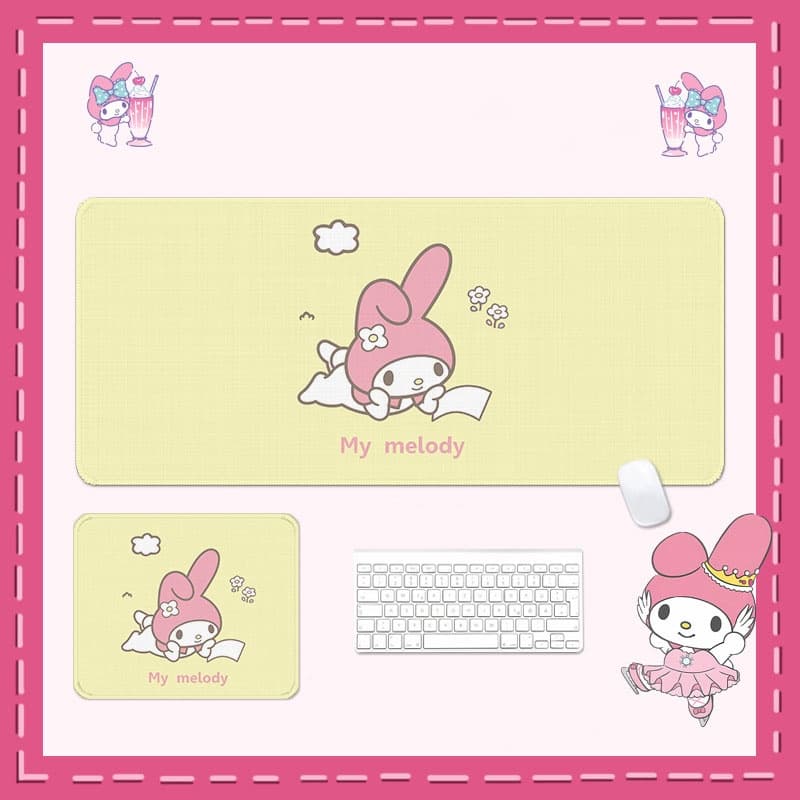 Kam แผ่นรองเมาส์ กันน้ํา ขนาดใหญ่ 800 มม. X 300 มม. พิมพ์ลายการ์ตูน Sanrio Melody HD สําหรับตกแต่งโต๊ะคอมพิวเตอร์ สํานักงาน รูปที่ 7