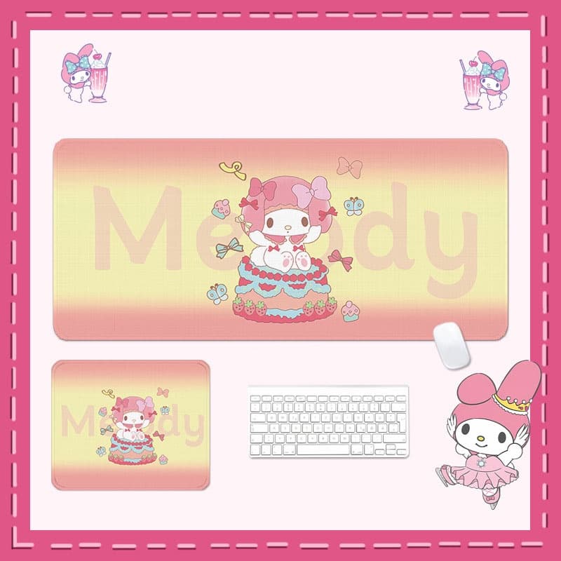 Kam แผ่นรองเมาส์ กันน้ํา ขนาดใหญ่ 800 มม. X 300 มม. พิมพ์ลายการ์ตูน Sanrio Melody HD สําหรับตกแต่งโต๊ะคอมพิวเตอร์ สํานักงาน รูปที่ 6