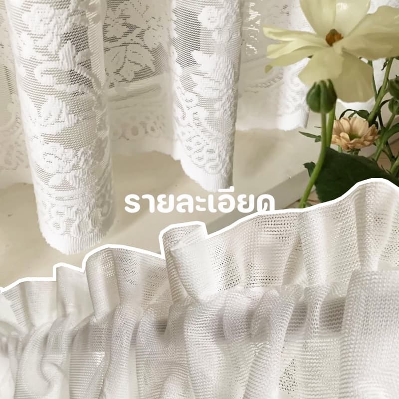 ม่านหน้าต่างสั้น ม่านหน้าต่างลูกไม้ ของตกแต่งบ้าน 74x61/130x41/137x61cm รูปที่ 4