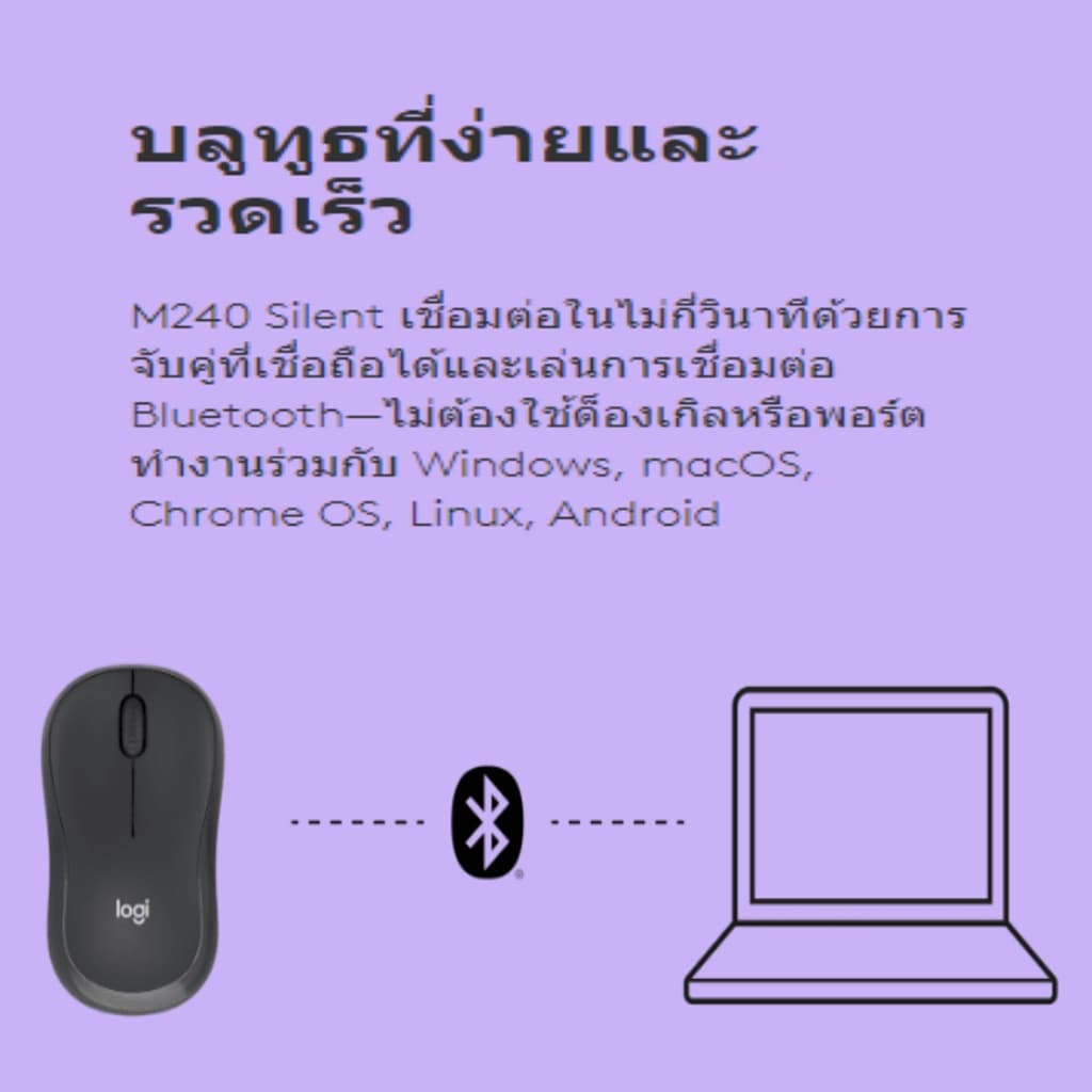 LOGITECH M221 M240 SILENT CORDLESS MOUSE WIRELESS เม้าส์ไร้สายไร้เสียงคลิก รูปที่ 3