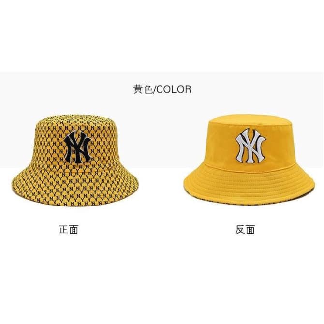 หมวกบักเก็ต NY แฟชั่นเกาหลีแบบใหม่ใส่ได้สองด้าน รูปที่ 5