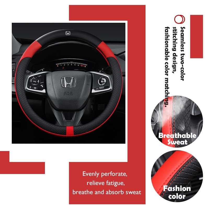 ปลอกหนังหุ้มพวงมาลัยรถยนต์ กันลื่น ขนาด 38 ซม. สําหรับ Honda BRV HRV City Civic Jazz Accord CRV รูปที่ 2