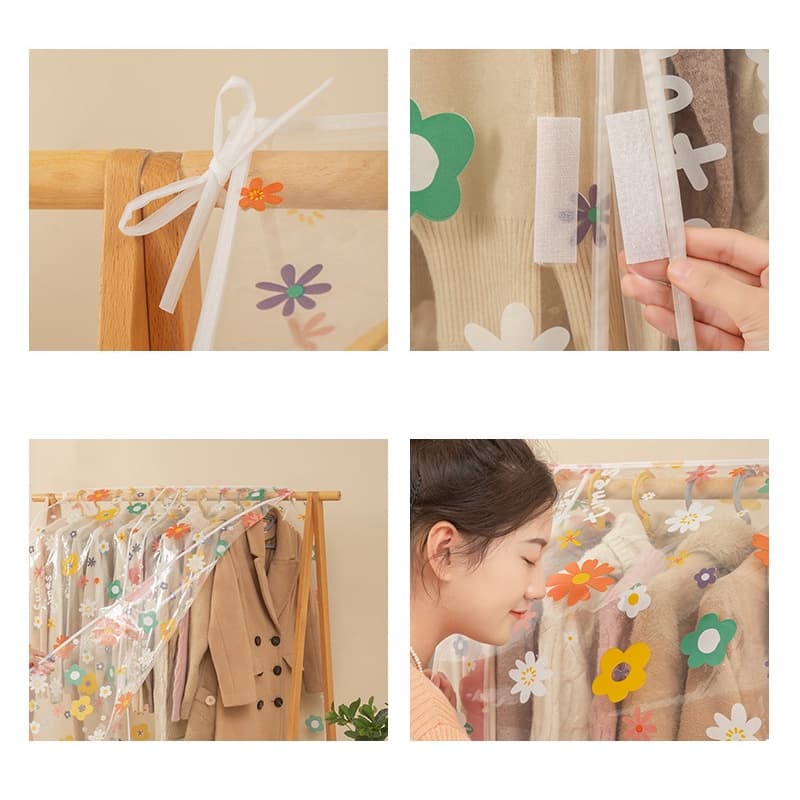 ถุงคลุมเสื้อผ้า กันฝุ่น แบบใส กันน้ำ สำหรับ ราวคู่ ห้องนอน จัดเก็บ เป็นระเบียบ รูปที่ 2
