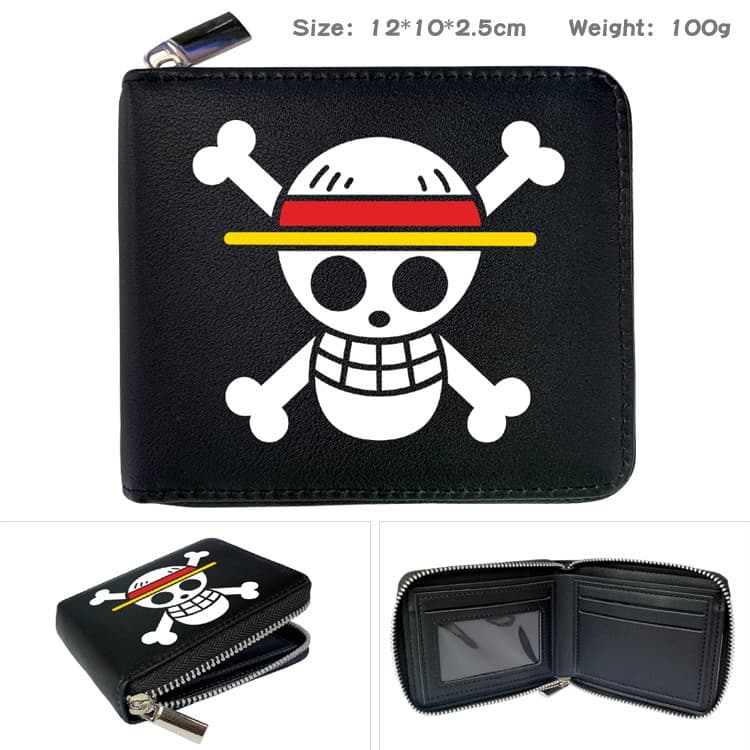 One Piece Luffy Fanily Black Simple Casual Student Short Wallet Boy Girl Cartoon ID Coin Purse รูปที่ 8