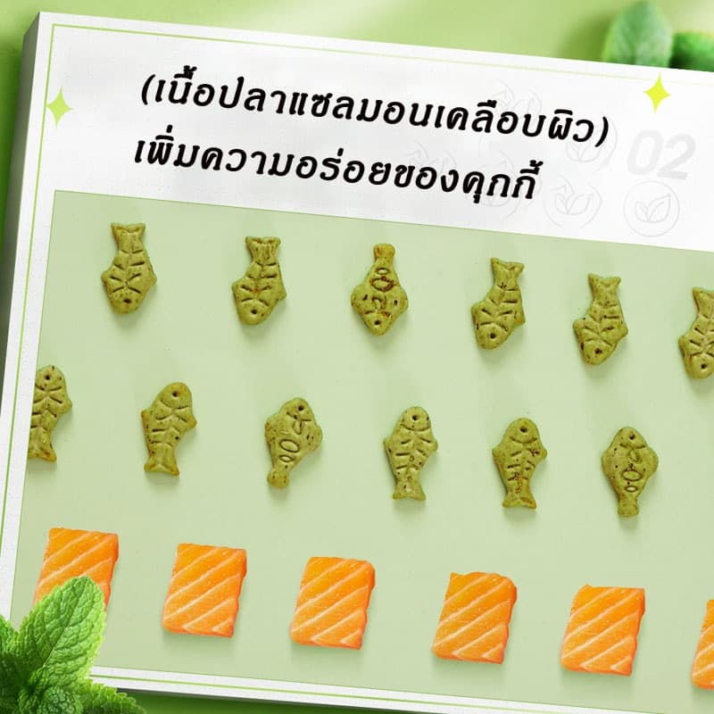 ขนมแมว ผงแคทนิป กัญชาแมว แคตนิป ขับก้อนขน รูปร่างปลาขนาดเล็ก มินิคุกกี้ ฟันกรามสำหรับสัตว์เลี้ยง80g รูปที่ 3