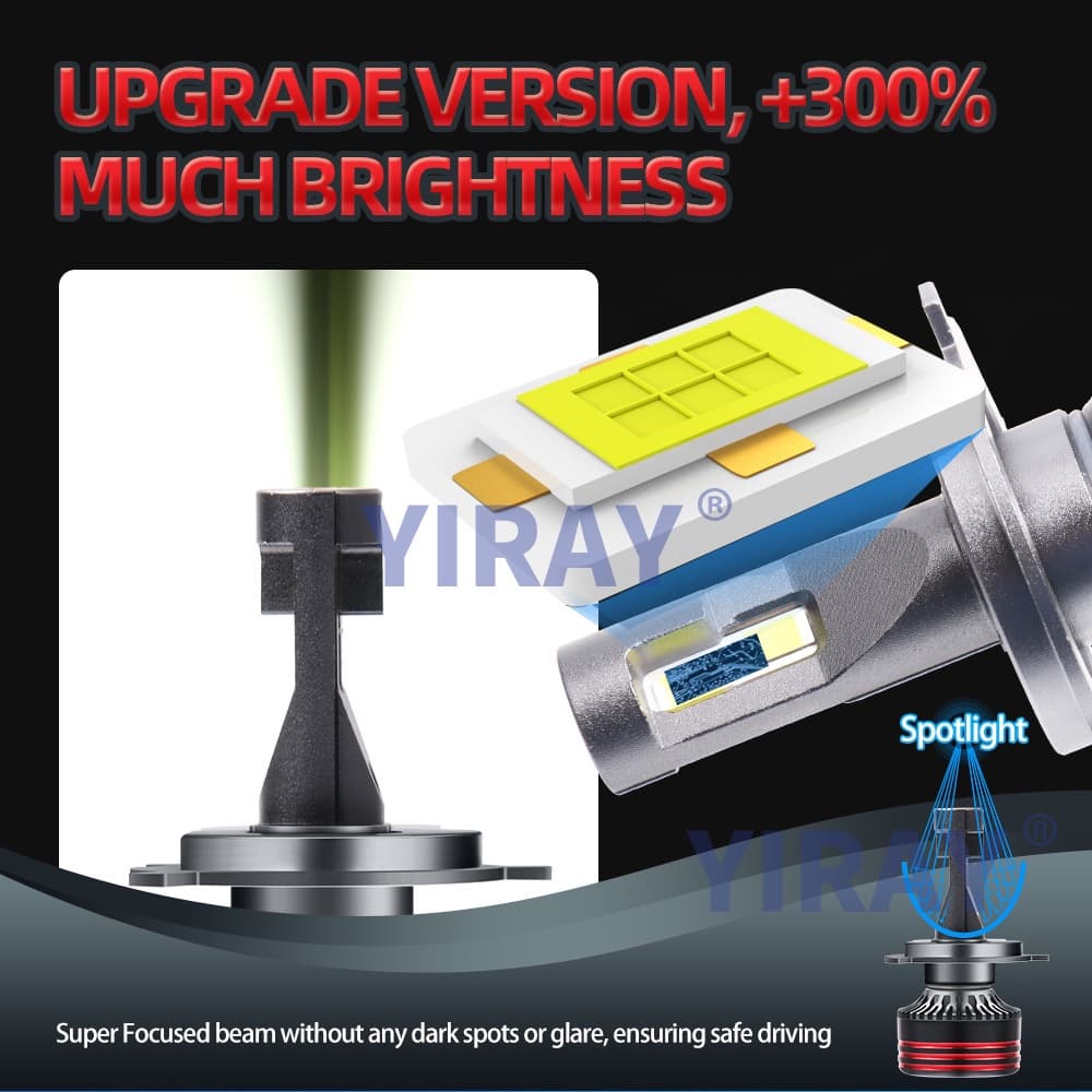 YIRAY 2PCS คุณภาพสูง 180W 18000LM CSP 3570 ชิปไฟหน้ารถ H1 H3 H4 H7 H11 Canbus หลอดไฟ HB3 HB4 HIR2 9005 9006 9012 Auto Fog Light หลอดไฟ LED 6000K 12V IP68 รูปที่ 2