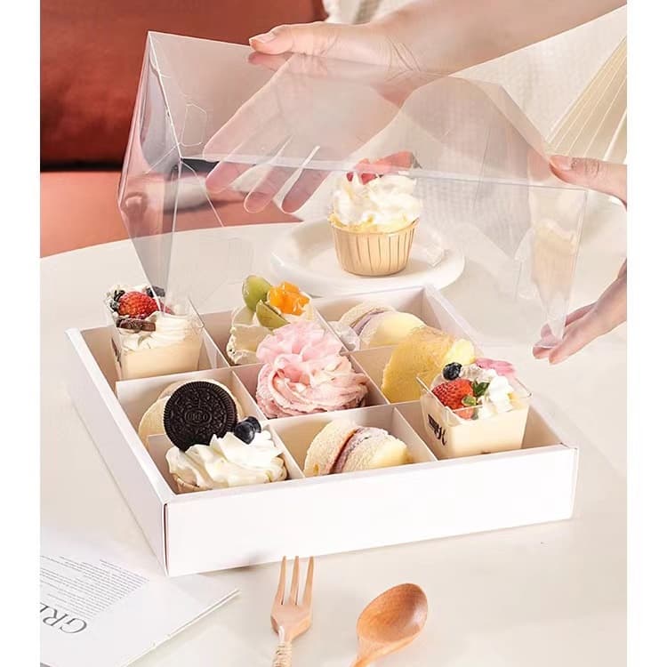 โค้ด กล่องเค้ก 10ใบ/แพค 2ขนาด ฝา พลาสติก PET สามารถใช้ห่อแซนวิช เค้ก ขนมหวาน กล่องเค้กใส ฯลฯ รูปที่ 6