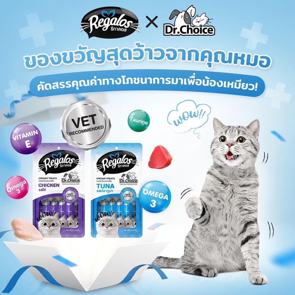 ขนมแมวเลีย Regalos X Dr.Choice สุขภาพดี ขนาด 15g x 25 ซอง รูปที่ 2
