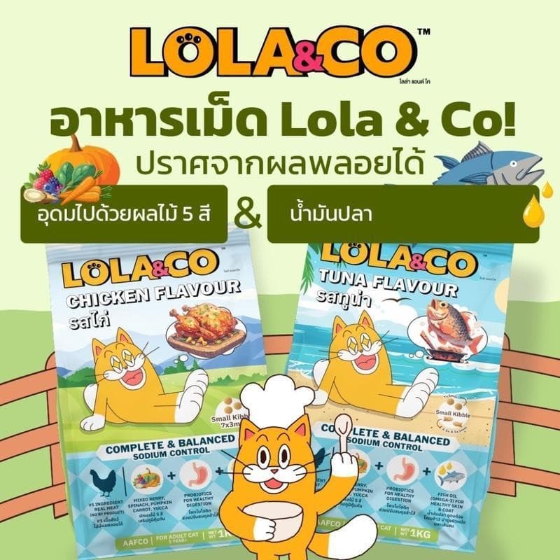 Lola&Co อาหารเม็ดแมว สำหรับแมวโต ปราศจากผลพลอยได้ อุดมด้วยผลไม้ 5 สี ดีต่อสุขภาพ ขนาด 1 kg รูปที่ 2