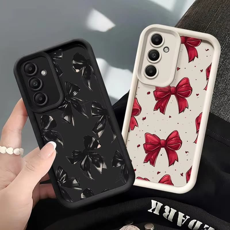 เคส For Samsung A06 A16 A54 A55 A05 A05S A15 A35 A53 A52 A12 A56 A32 A13 A14 A36 A26 เคสซิลิโคนอ่อนนุ่ม ลายโบว์สีชมพู รูปที่ 3