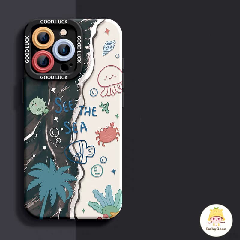 เคสไอโฟน13 สำหรับ iPhone 11 15 13 16 12 14 Pro Max 8 7 14 16 15 Plus XR XS X Max SE 2020 สร้อยข้อมือปลาทะเลสดใหม่แฟชั่น รูปที่ 2